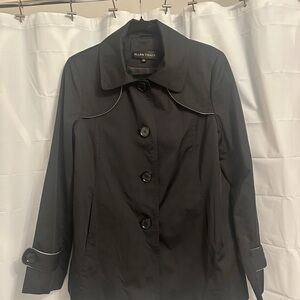 Ellen Tracy Black Trench Coat with Button Details